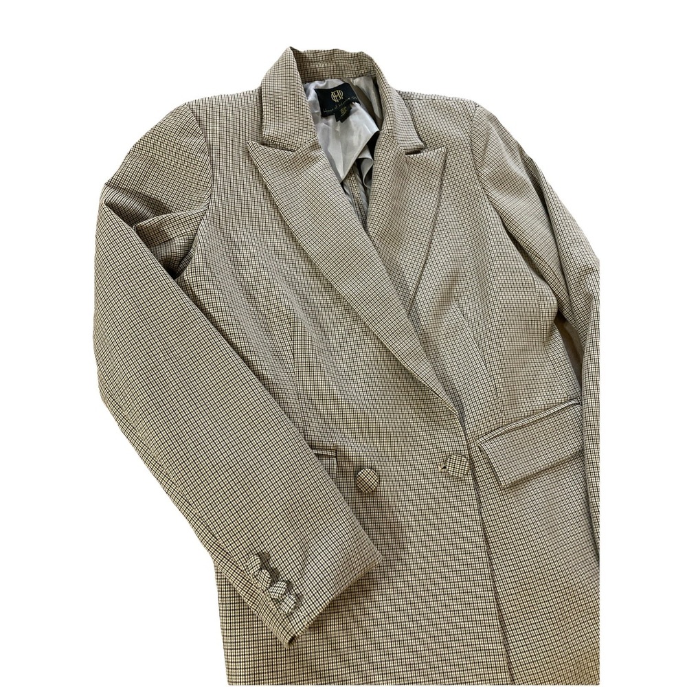 House of Harlow 1960 Houndstooth Double Breasted Blazer Women's Sz S Brown Navy - Picture 1 of 8